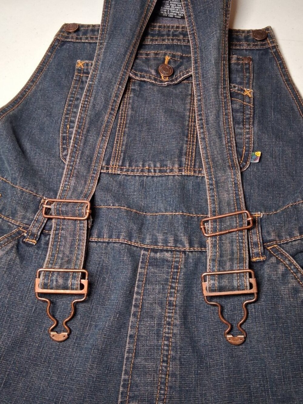 No Boundaries Denim Shortalls Juniors Large Blue Jean Shorts Overalls - Picture 10 of 16